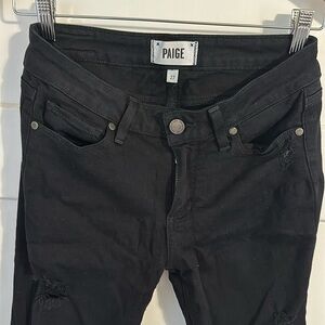 Paige Verdugo Ultra Skinny Black Distressed Jeans Sz 27